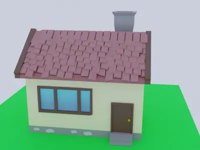low-poly home house with roof Low-poly 3D model