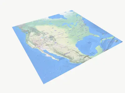  United States of America, Alaska, Hawaii with Canada, Mexico landscape PBR map 