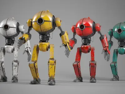 Retro Style 3D Robot Model Low-poly 3D model