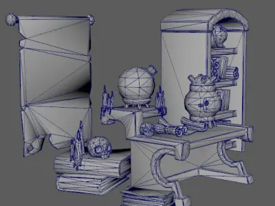 Stylish Magician Alchemist Table Low-poly 3D model