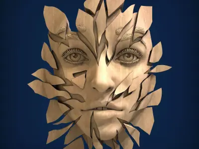 Carved panel painting STL 3D model 33