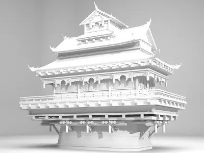 Ancient Chinese architecture Low-poly 3D model