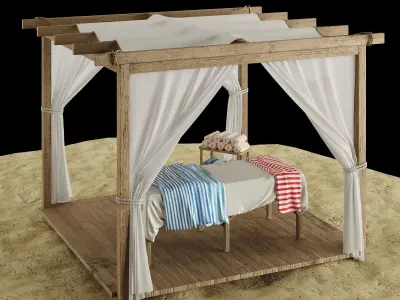 Beach outdoor set 6 massage 3D model