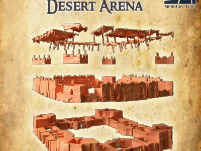 Small Desert Arena Tabletop Terrain 28 mm 3D print model