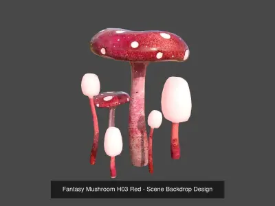 10 Fantasy Mushroom H Collection - Scene Backdrop Design 3D Model Pack