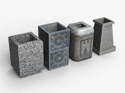 Trash Bins Low-poly 3D model get