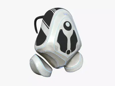 SciFi Backpack H07 White Dirt - Fashion Character Design Low-poly 3D model