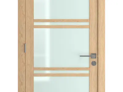 Door-035 interior door in oak with frosted glass 3D model
