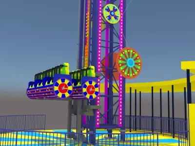 Jump Frog Tower Rides Low-poly 3D model