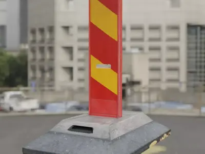 Low-Poly Road work warning sign Low-poly 3D model