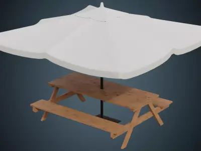 Patio Umbrella 1A Low-poly 3D model