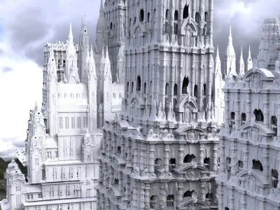 Fantasy architecture Mayan Temple Ornate collection Kit bash  3D model