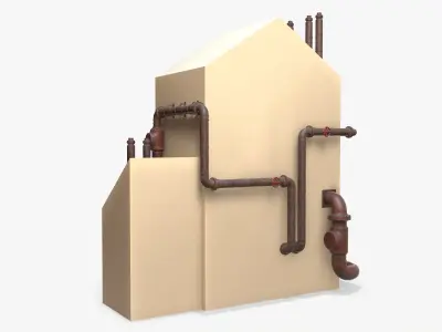 Industrial Steam Pipes PBR Modular Low-poly 3D model