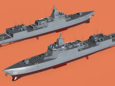  Type-055s Destroyer with Harbin Z-9WZ Helicopter 