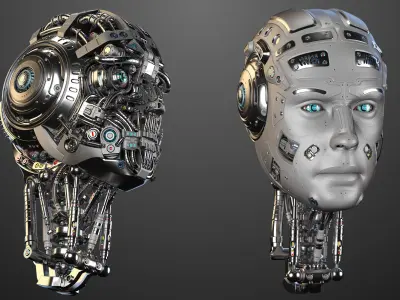 Futuristic Robot Head  3D model