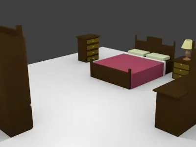 bedroom furniture set Free low-poly 3D model