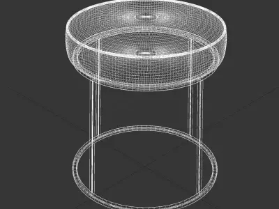 Round Red Leather Stool  in two materials  3D model