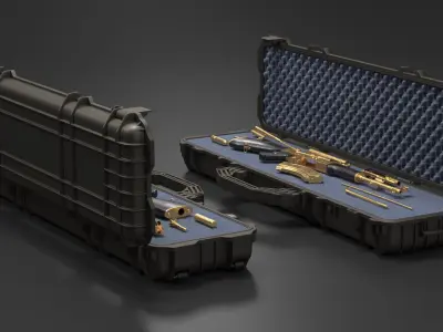  Disassembled Gold AK 47 in Hard Case 