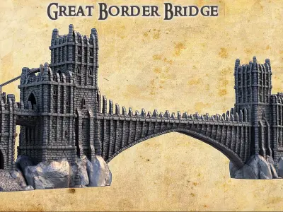 Grand Border Bridge Tabletop Terrain 28 MM 3D print model