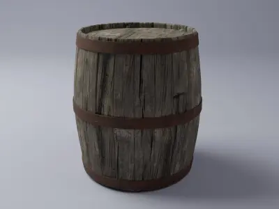 Wooden barrel Low-poly 3D model 3D model