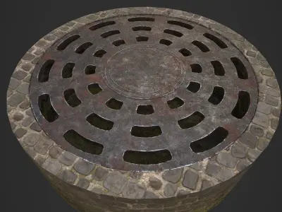 Manhole cover Low-poly 3D model