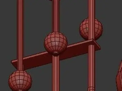 Untitled three light brass ceiling fixture with clear glass g... 3D model