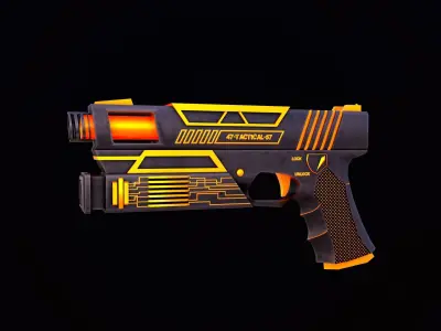 Sci-fi Glock 47-57 Low-poly 3D model
