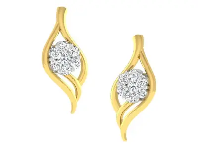 Rose Gold Diamond Women Earring 3D print Model 3D print model 12