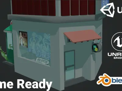 Japanese Stores Low-poly 3D model