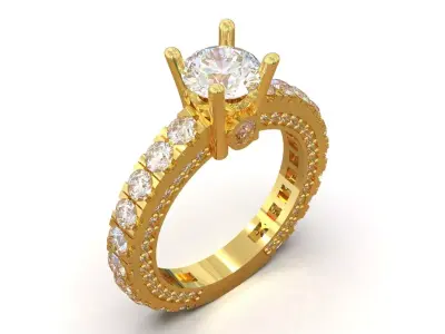 stl 3dm jewelry bridal Ring Solitaire Brilliant Shoulder sr0097 3D print model purchase