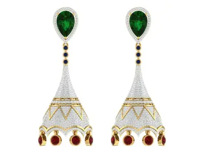 Yellow gold diamond earring-EZ ER-16 3D print model