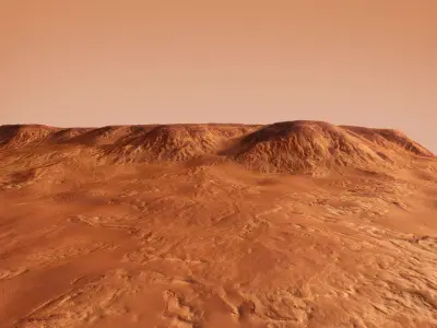 Mars Planet Landscape Desert Mountain Cliffs PBR Low Poly 01 Low-poly 3D model