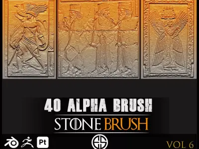 40 Real Alpha Stone Brushes - Stone Brushes-Vol 06 Texture