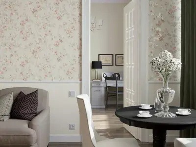 Blush Floral Cottage Wallpaper Texture