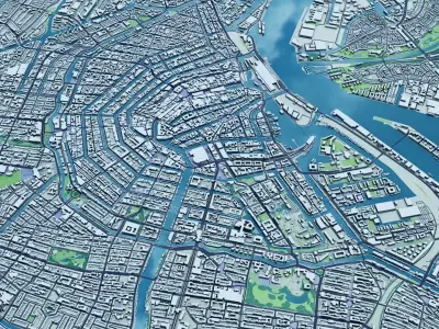Amsterdam with Terrain 3D model