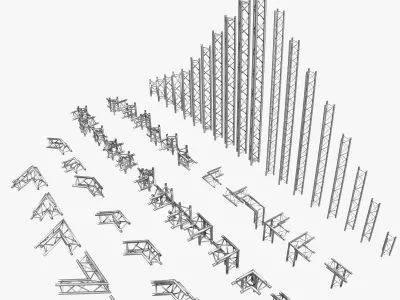 Triangular Trusses Collection - 55 PCS Modular  3D model