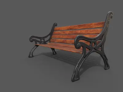 Street Bench Low-poly 3D model