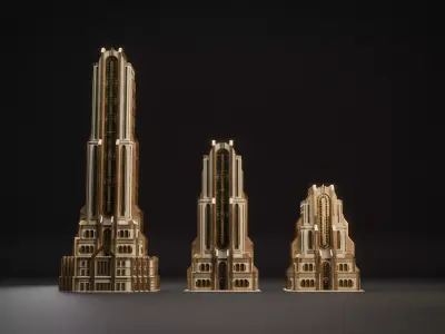 FANTASY ART DECO ARCHITECTURE CLASSIC 01 Low-poly 3D model