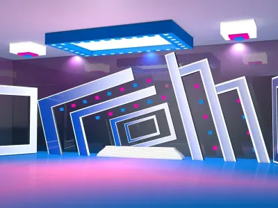 colorful virtual set  Low-poly 3D model