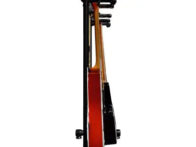 Acoustic Guitar Stand with Four Guitars Low-poly 3D model