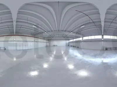 HDRI - Industrial Hangar Hall Interior 6b - 2 versions Texture