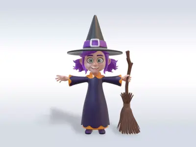Adorable Witch Halloween Character 3D model buy