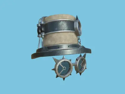 Steampunk Hat 07 Beige Steel - SciFi Character Design Low-poly 3D model