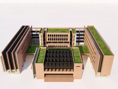 Sustainable School Building with Roof Garden 3D model