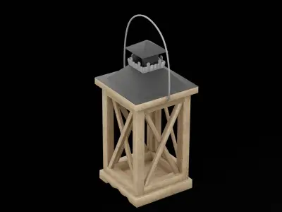 Wooden Light Holder Low-poly 3D model