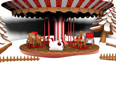 Gingerbread Village V2 Caroussel 3D model