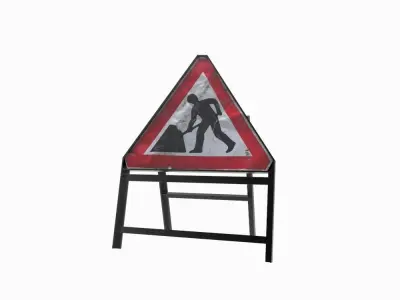 Construction Sign Low-poly 3D model