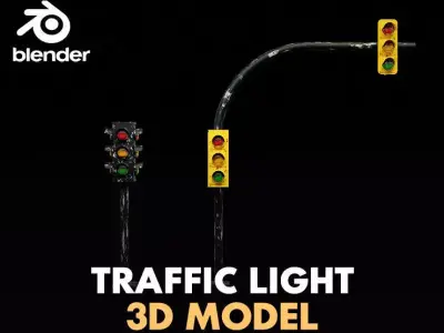 traffic light Low-poly 3D model