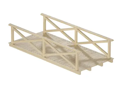 Wooden plank arch bridge 3D model