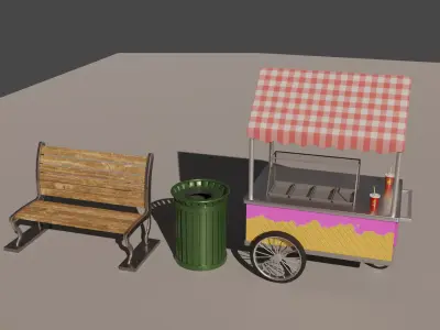 Park Props Low-poly 3D model